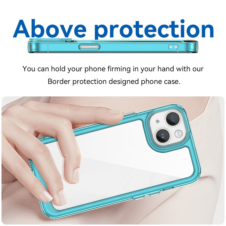 For iPhone 15 Plus Colorful Series Acrylic + TPU Phone Case(Transparent Blue)
