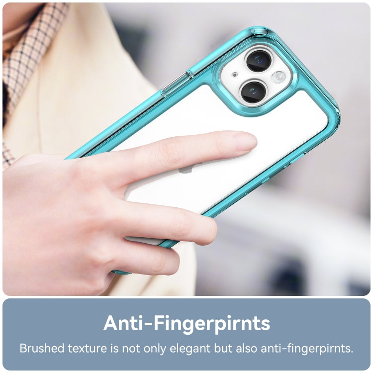 For iPhone 15 Plus Colorful Series Acrylic + TPU Phone Case(Transparent Blue)