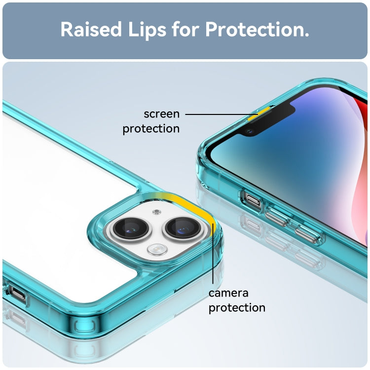 For iPhone 15 Plus Colorful Series Acrylic + TPU Phone Case(Transparent Blue)