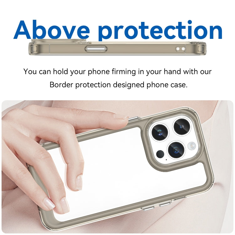 For iPhone 15 Pro Colorful Series Acrylic + TPU Phone Case(Transparent Grey)