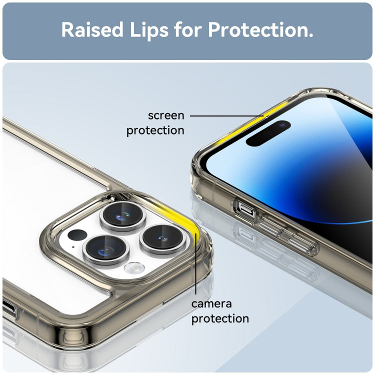 For iPhone 15 Pro Colorful Series Acrylic + TPU Phone Case(Transparent Grey)