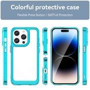 For iPhone 15 Pro Colorful Series Acrylic + TPU Phone Case(Transparent Blue)