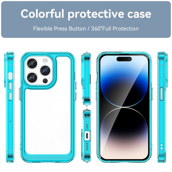 For iPhone 15 Pro Colorful Series Acrylic + TPU Phone Case(Transparent Blue)
