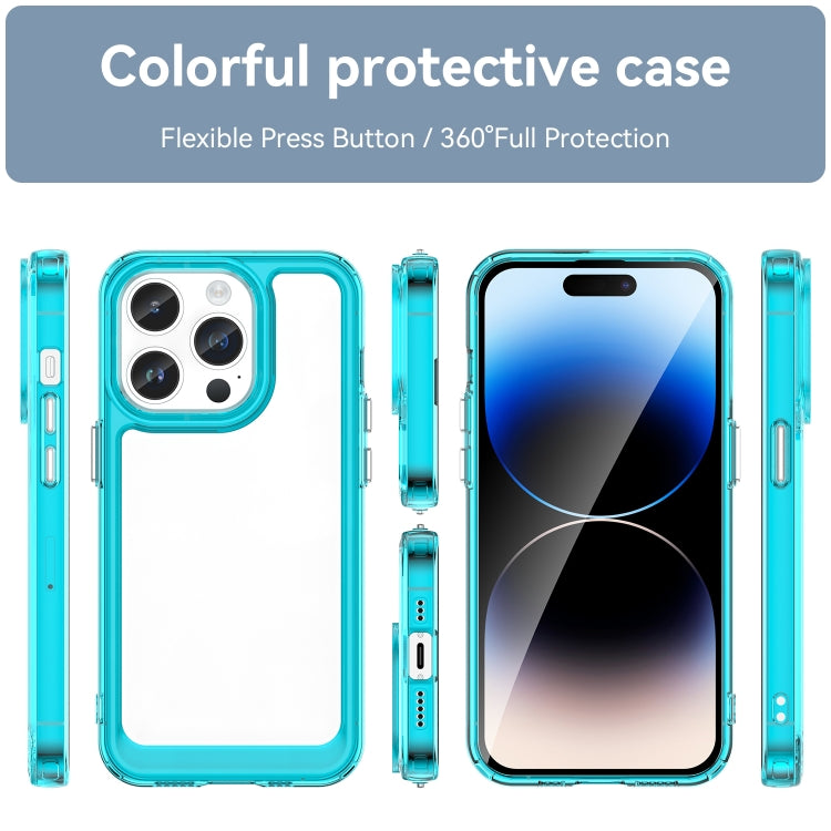 For iPhone 15 Pro Colorful Series Acrylic + TPU Phone Case(Transparent Blue)