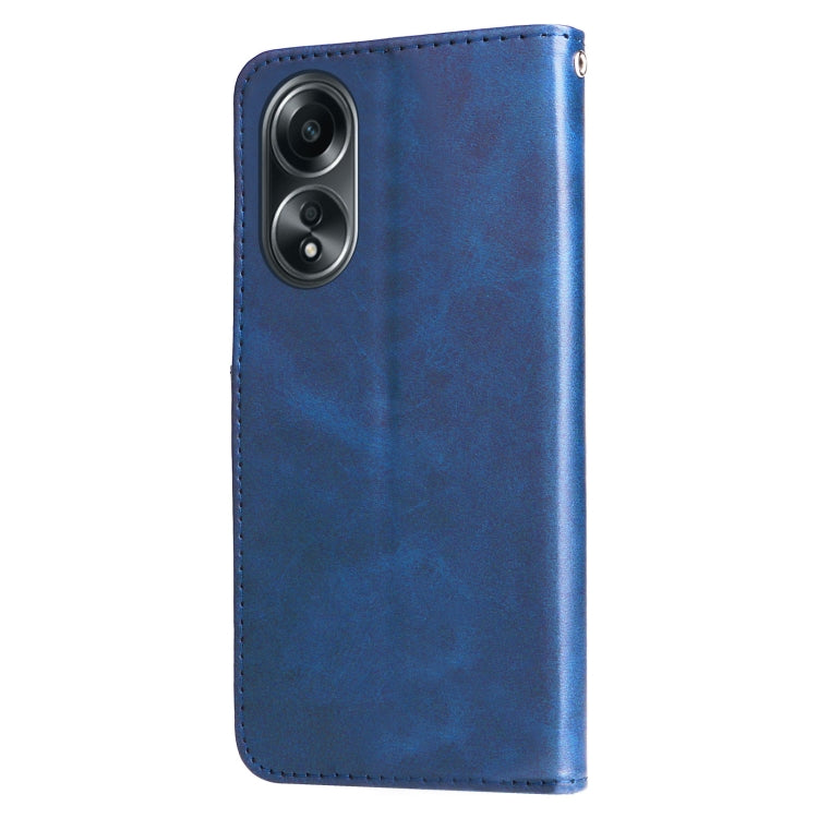 For OPPO A58 4G Fashion Calf Texture Zipper Leather Phone Case(Blue)