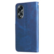 For OPPO A58 4G Fashion Calf Texture Zipper Leather Phone Case(Blue)