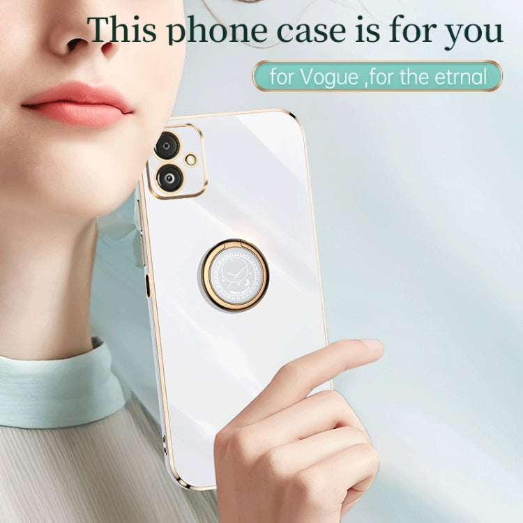 For Samsung Galaxy F14 5G XINLI Straight Edge 6D Electroplate TPU Phone Case with Ring Holder(Mint Green)