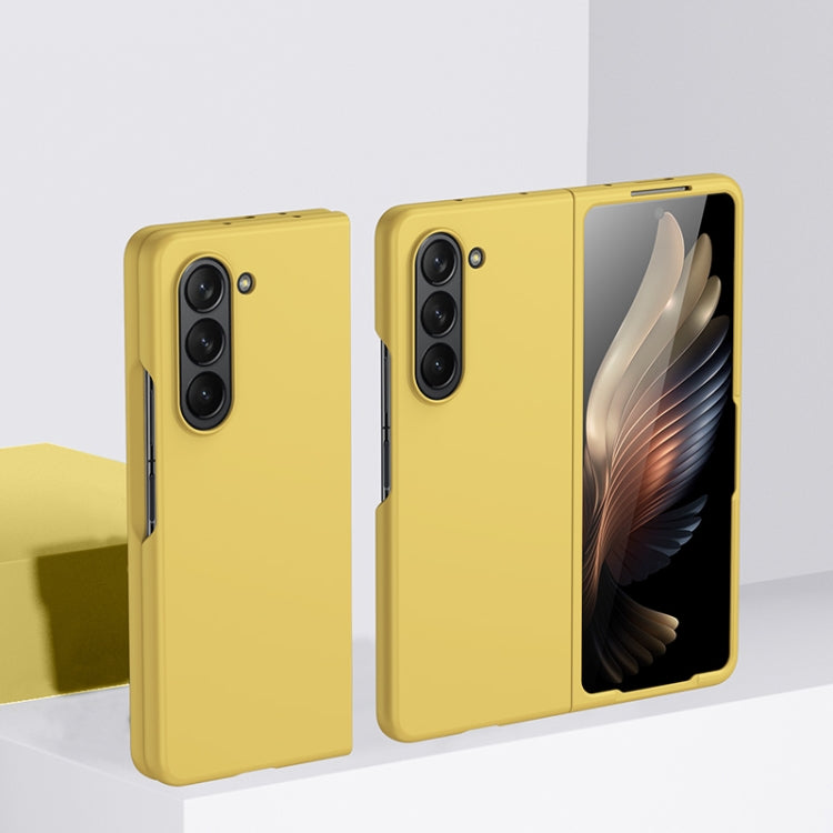 For Samsung Galaxy Z Fold5 Fuel Injection PC Skin Feel Phone Case(Lemon Yellow)