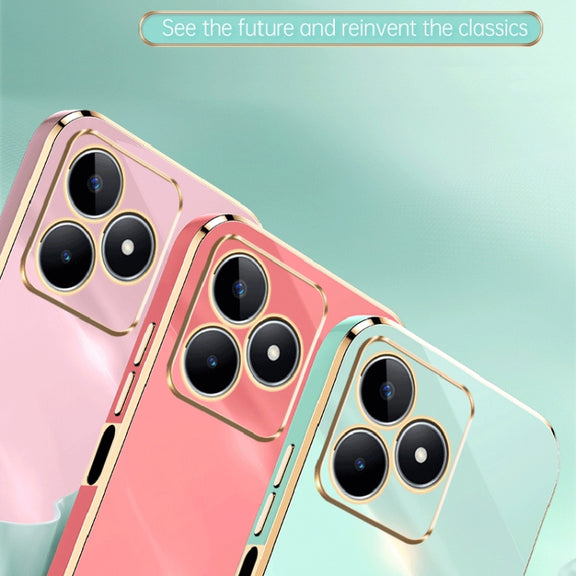 For Realme C53 2023 XINLI Straight 6D Plating Gold Edge TPU Phone Case(Black)