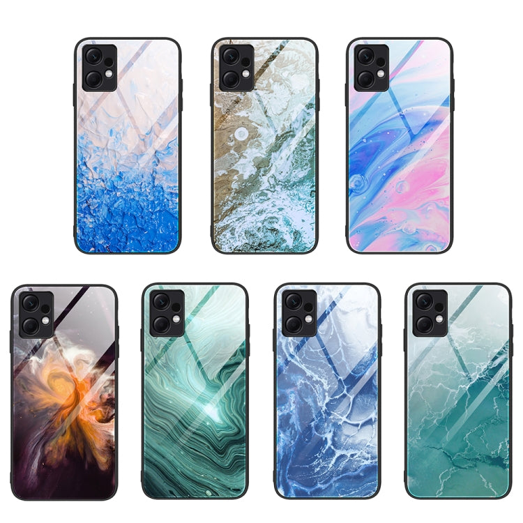For Xiaomi Redmi Note 12 4G Global Marble Pattern Glass Protective Phone Case(Pink)