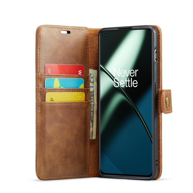 For OnePlus 11 DG.MING Crazy Horse Texture Detachable Magnetic Leather Case(Brown)