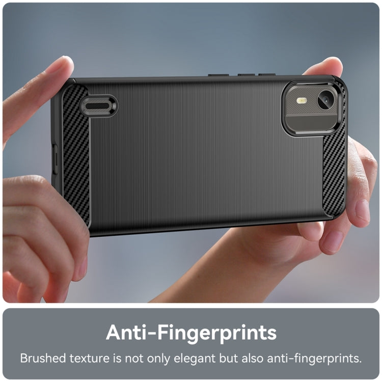For Nokia C12 Brushed Texture Carbon Fiber TPU Phone Case(Black)