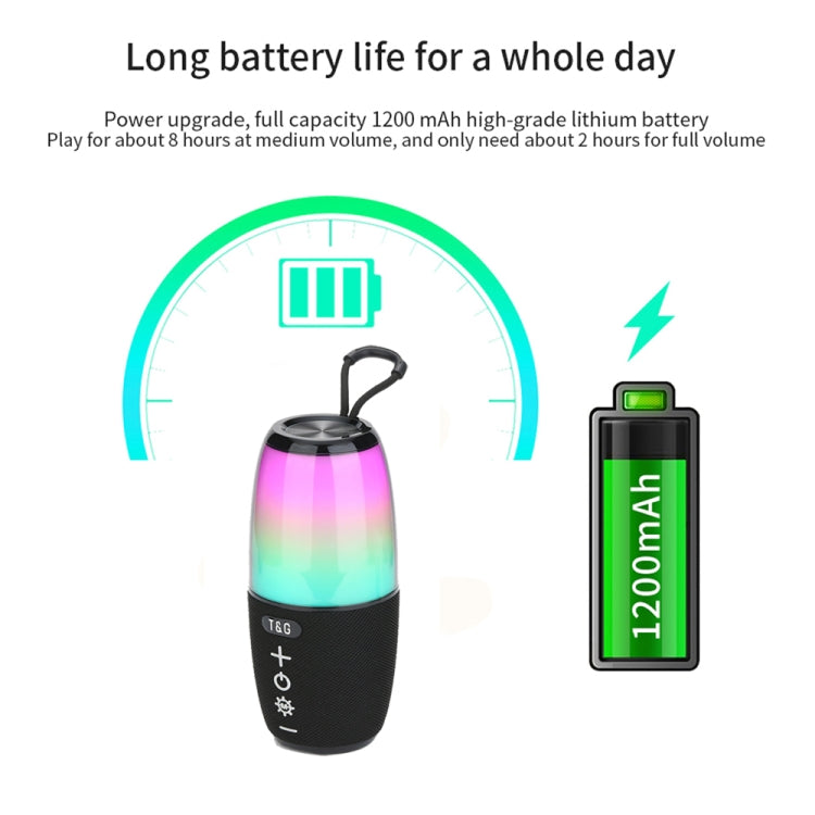 T&G TG644 5W High Power RGB Light Portable Bluetooth Speaker(Dark Green)