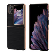 For OPPO Find N2 Flip Genuine leather luxury Nano Plating Phone Case(Black)