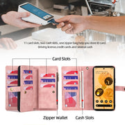 For Google Pixel 7 Zipper Wallet Detachable Magnetic Leather Phone Case(Pink)