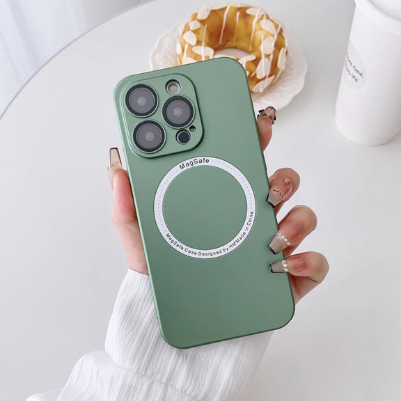 For iPhone 13 Magsafe Magnetic PC Shockproof Phone Case With Camera Lens(Green)
