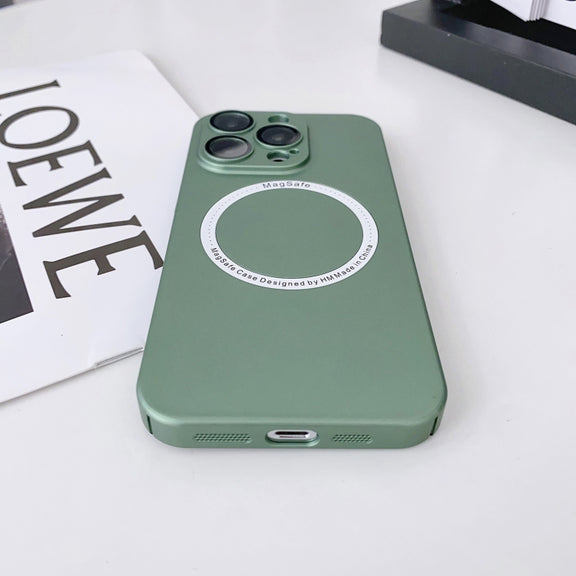 For iPhone 14 Magsafe Magnetic PC Shockproof Phone Case With Camera Lens(Rose Gold)