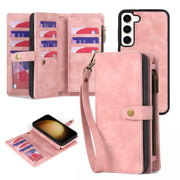 For Samsung Galaxy S23 5G Zipper Wallet Magnetic Detachable Leather Phone Case(Pink)
