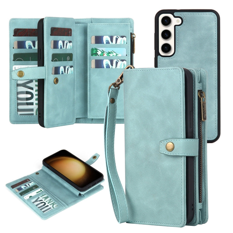 For Samsung Galaxy S23 5G Zipper Wallet Magnetic Detachable Leather Phone Case(Blue)