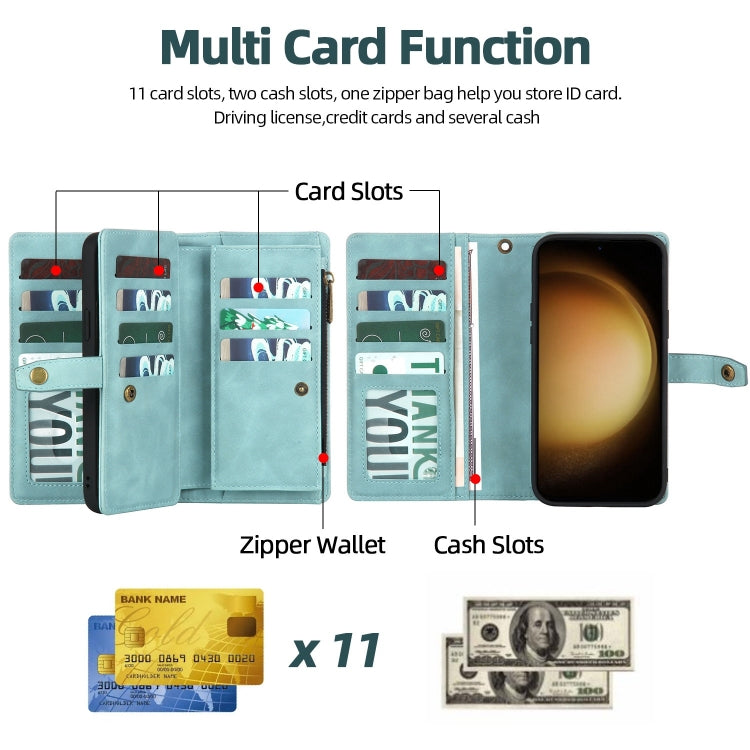 For Samsung Galaxy S23 5G Zipper Wallet Magnetic Detachable Leather Phone Case(Blue)