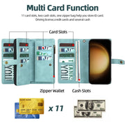 For Samsung Galaxy S23 5G Zipper Wallet Magnetic Detachable Leather Phone Case(Blue)