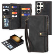 For Samsung Galaxy S23 Ultra 5G Zipper Wallet Magnetic Detachable Leather Phone Case(Black) - free shipping - PMC TechLife - Order now!