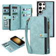 For Samsung Galaxy S23 Ultra 5G Zipper Wallet Detachable MagSafe Leather Phone Case(Blue) - Galaxy S23 Ultra 5G Cases by PMC TechLife | Online Shopping South Africa | PMC TechLife
