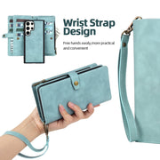 For Samsung Galaxy S23 Ultra 5G Zipper Wallet Detachable MagSafe Leather Phone Case(Blue)