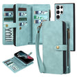 For Samsung Galaxy S22 Ultra 5G Zipper Wallet Magnetic Detachable Leather Phone Case(Blue) - free shipping - PMC TechLife - Order now!