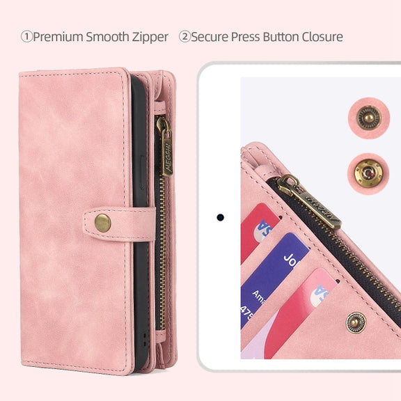 For Samsung Galaxy S20+ Zipper Wallet Detachable MagSafe Leather Phone Case(Pink)