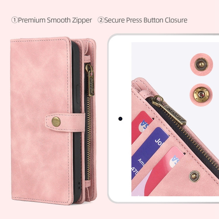 For Samsung Galaxy S20+ Zipper Wallet Detachable MagSafe Leather Phone Case(Pink)