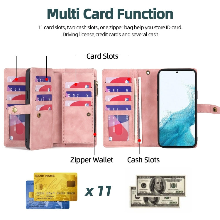 For Samsung Galaxy S20+ Zipper Wallet Detachable MagSafe Leather Phone Case(Pink)
