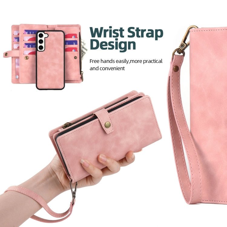 For Samsung Galaxy S20+ Zipper Wallet Detachable MagSafe Leather Phone Case(Pink)