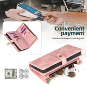 For Samsung Galaxy S20+ Zipper Wallet Detachable MagSafe Leather Phone Case(Pink)
