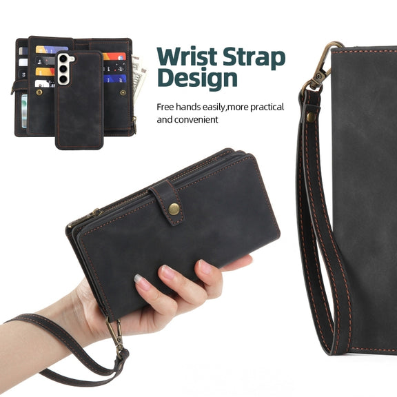 For Samsung Galaxy A32 5G Zipper Wallet Magnetic Detachable Leather Phone Case(Black)