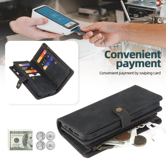 For Samsung Galaxy A32 5G Zipper Wallet Magnetic Detachable Leather Phone Case(Black)