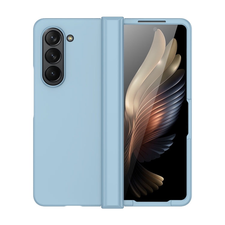 For Samsung Galaxy Z Fold5 Skin Feel PC Phone Case with Hinge(Sky Blue)