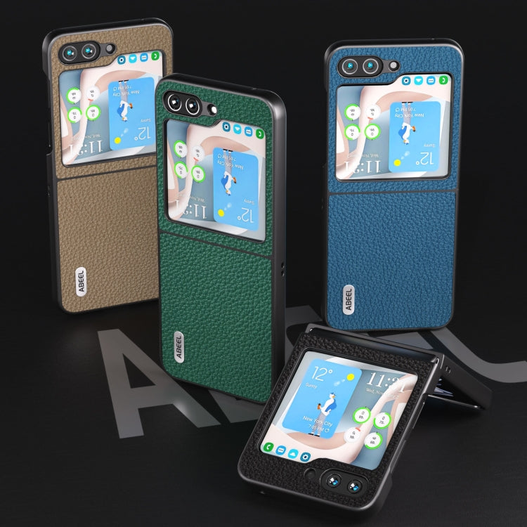 For Samsung Galaxy Z Flip5 ABEEL Genuine Leather Litchi Texture Phone Case(Black)