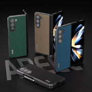 For Samsung Galaxy Z Fold5 ABEEL Genuine Leather Litchi Texture Phone Case(Grey)