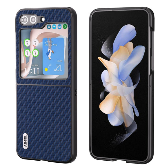 For Samsung Galaxy Z Flip5 ABEEL Carbon Fiber Texture Protective Phone Case(Dark Blue)