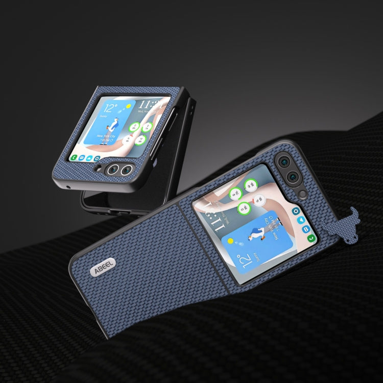 For Samsung Galaxy Z Flip5 ABEEL Carbon Fiber Texture Protective Phone Case(Light Blue)