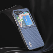 For Samsung Galaxy Z Flip5 ABEEL Carbon Fiber Texture Protective Phone Case(Light Blue)