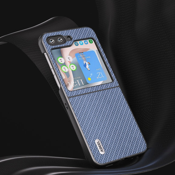 For Samsung Galaxy Z Flip5 ABEEL Carbon Fiber Texture Protective Phone Case(Light Blue)