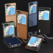 For Samsung Galaxy Z Flip5 ABEEL Carbon Fiber Texture Protective Phone Case(Light Blue)
