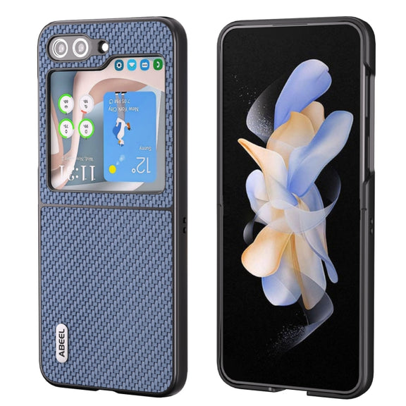 For Samsung Galaxy Z Flip5 ABEEL Carbon Fiber Texture Protective Phone Case(Light Blue)
