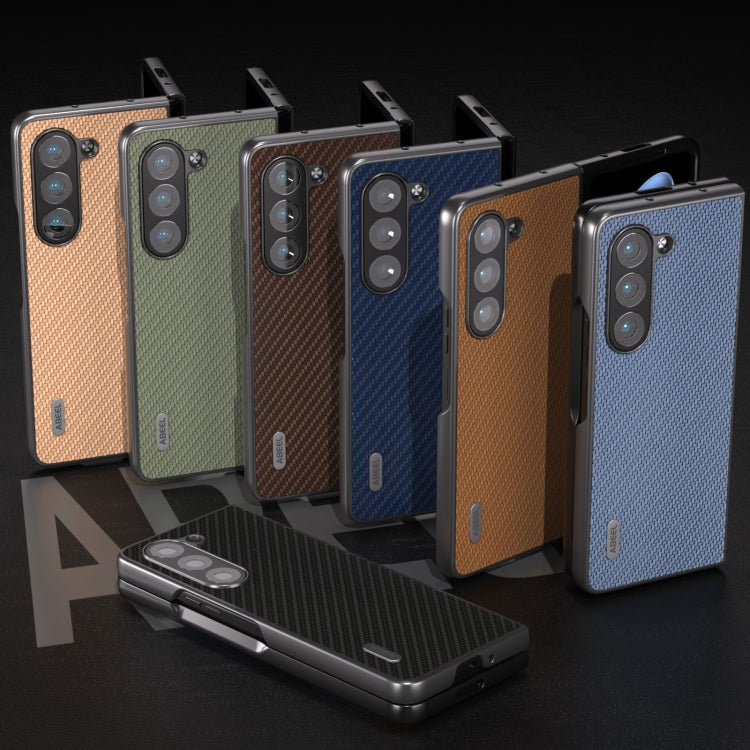 For Samsung Galaxy Z Fold5 ABEEL Carbon Fiber Texture Protective Phone Case(Light Brown)