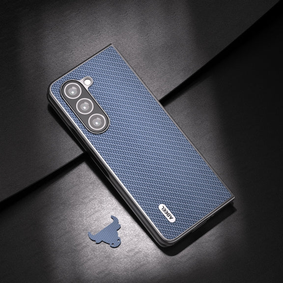 For Samsung Galaxy Z Fold5 ABEEL Carbon Fiber Texture Protective Phone Case(Light Blue)