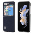For Samsung Galaxy Z Flip5 ABEEL Cross Texture Genuine Leather Phone Case(Blue) - free shipping - PMC TechLife - Order now!