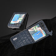 For Samsung Galaxy Z Flip5 ABEEL Crocodile Texture Genuine Leather Phone Case(Blue)