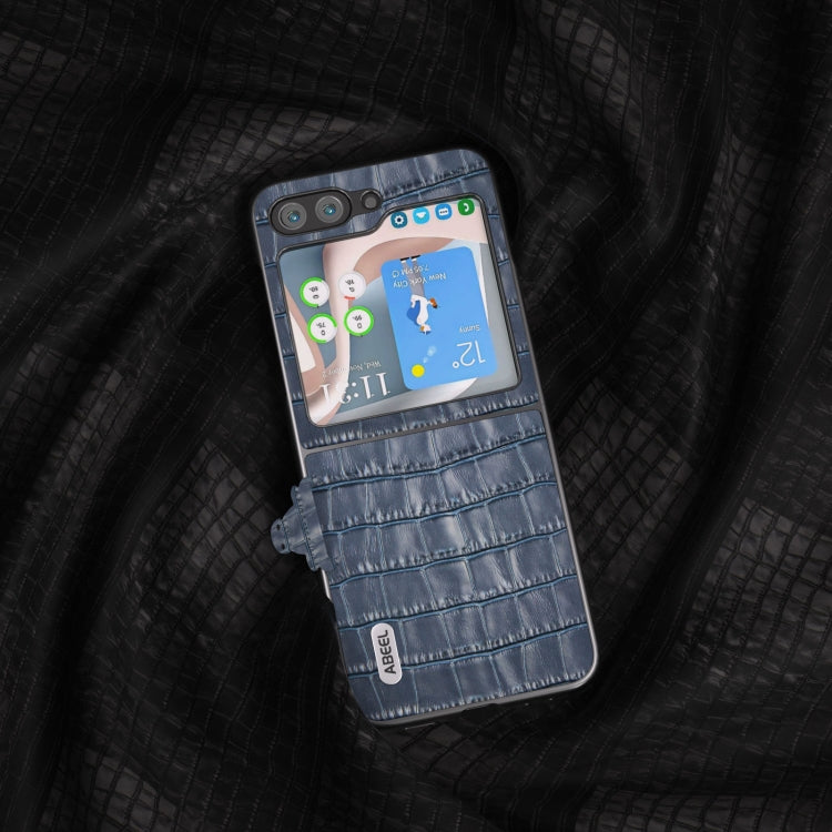 For Samsung Galaxy Z Flip5 ABEEL Crocodile Texture Genuine Leather Phone Case(Blue)